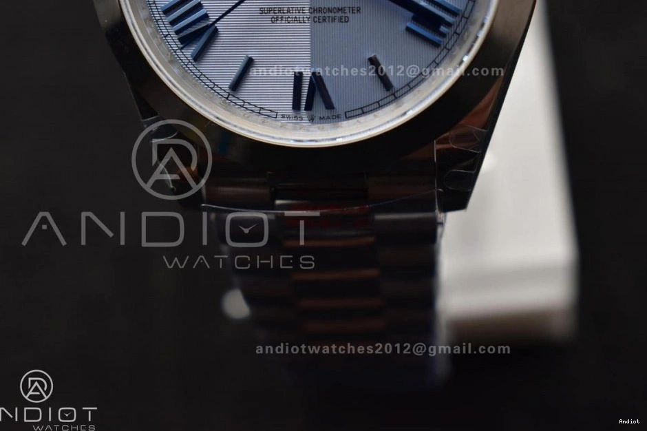 V4 DayDate Weighted Roman President Steel GMF 40 Tungsten Bracelet Markers Dial A3255 Blue 904L On 0415